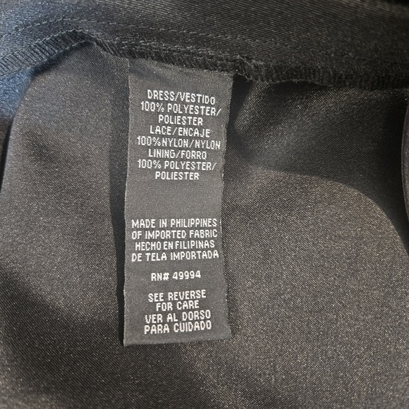 R&M Richards Black Satin & Sequined Lace A-Line High-Low Maxi Dress - Picture 13 of 14